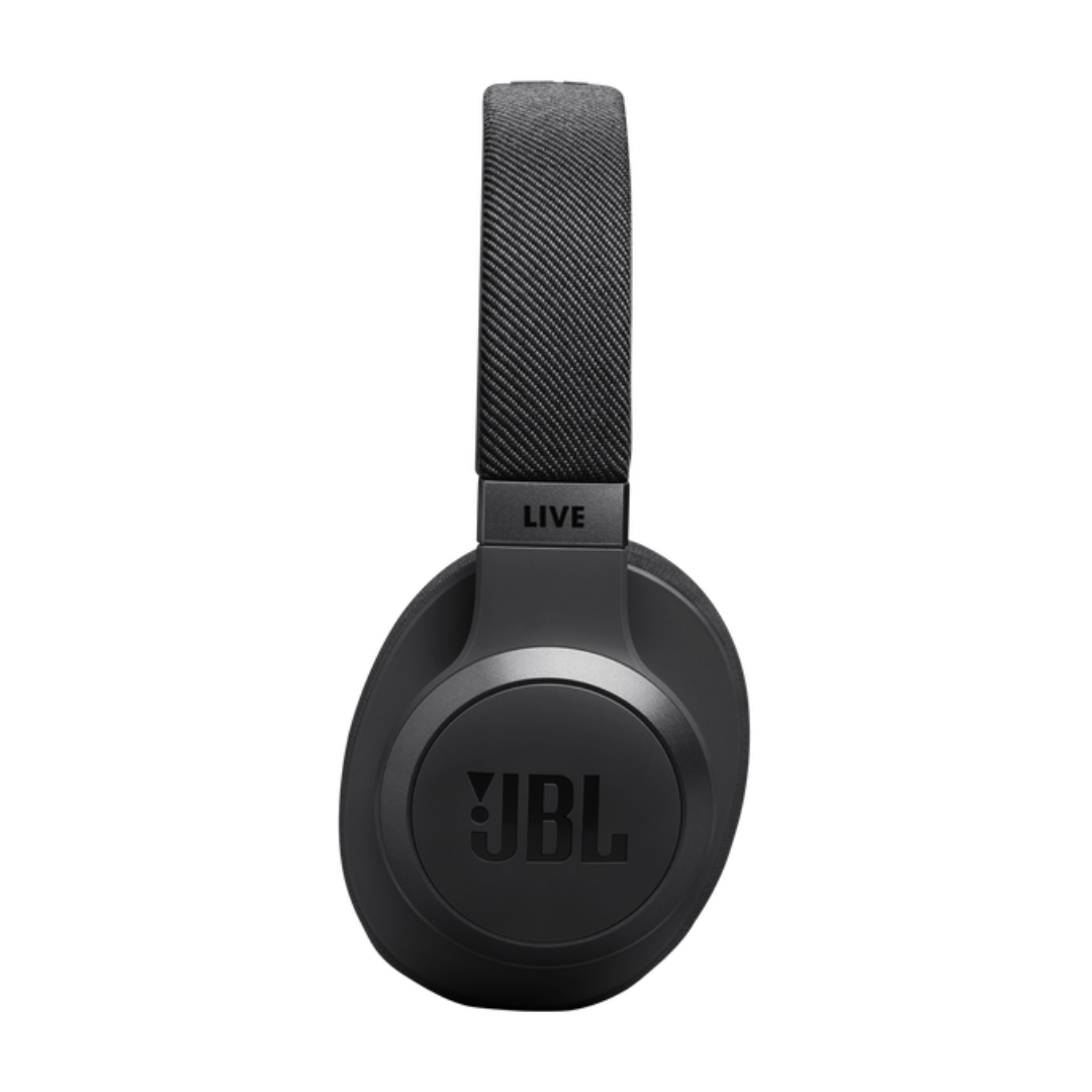Auriculares JBL negros con la palabra "LIVE" en la diadema.
