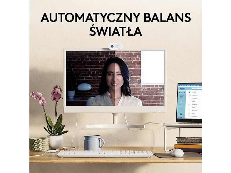 Kamera internetowa LOGITECH Brio 100 Biały 960-001617 – zdjęcie 3