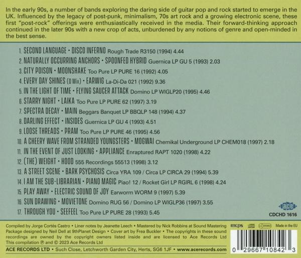 Rückseite einer CD mit Titelliste und Credits im Hintergrund.