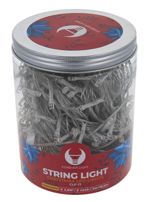 Światła choinkowe w przezroczystym słoiku z czerwoną i niebieską pokrywką.