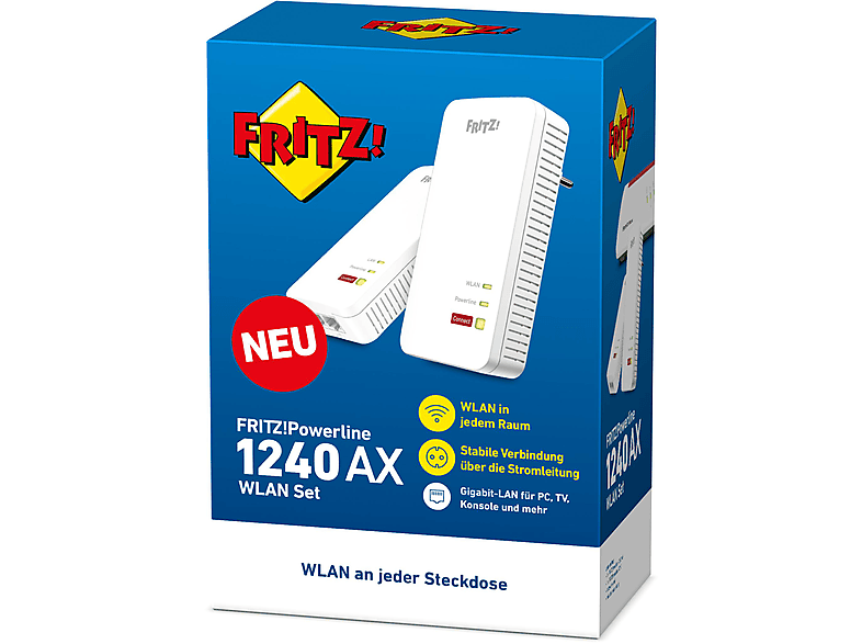 Thumbnail - AVM FRITZ!Powerline 1240 AX WLAN Set, (Wi-Fi 6) Gigabit-Adapter 1200 Mbit/s Kabellos und Kabelgebunden