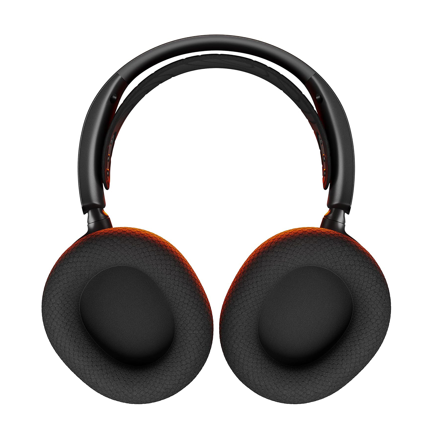 Cuffie nere con un accento rosso-arancio.