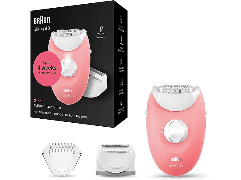 BRAUN Silk-Épil 3 3277 Smartlight, 2 Hız Ayarı, Kablolu Epilatör Pembe_5