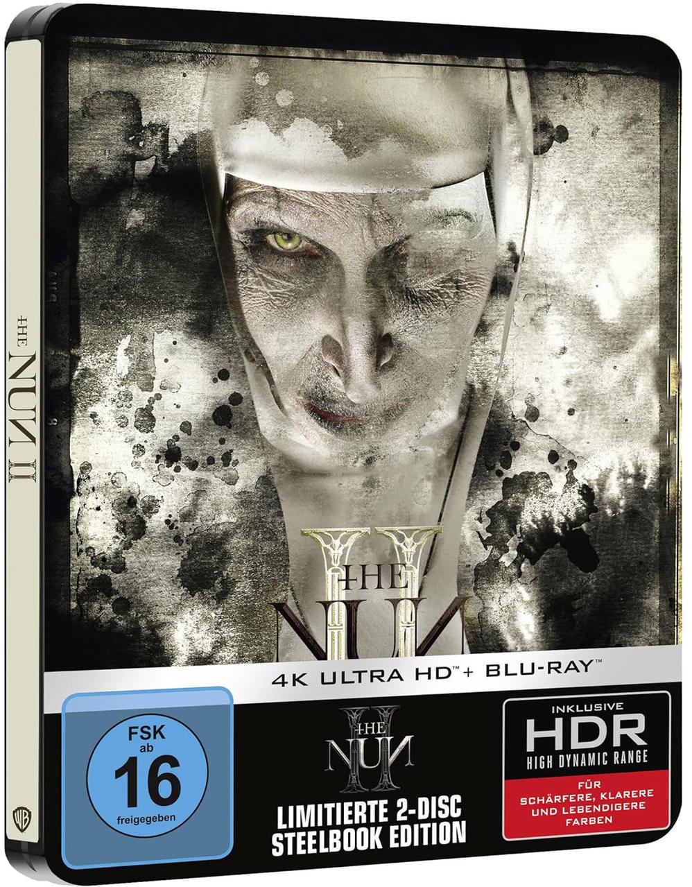 Film-Blu-ray-Hülle: The Nun II. Zeigt das Gesicht einer Nonne und den Titel.