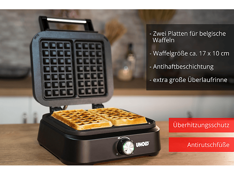 UNOLD 48275 Brüssel Waffelautomat Schwarz