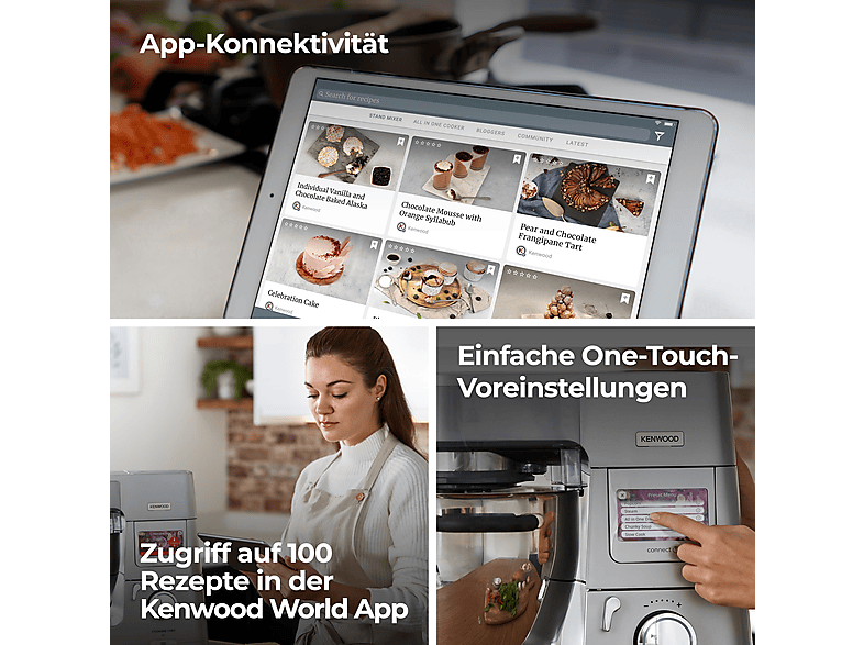 Thumbnail - KENWOOD Cooking Chef XL KCL95.424SI Multifunktionsmaschine mit viel Zubehör Küchenmaschine Kochfunktion Silber (Rührschü...