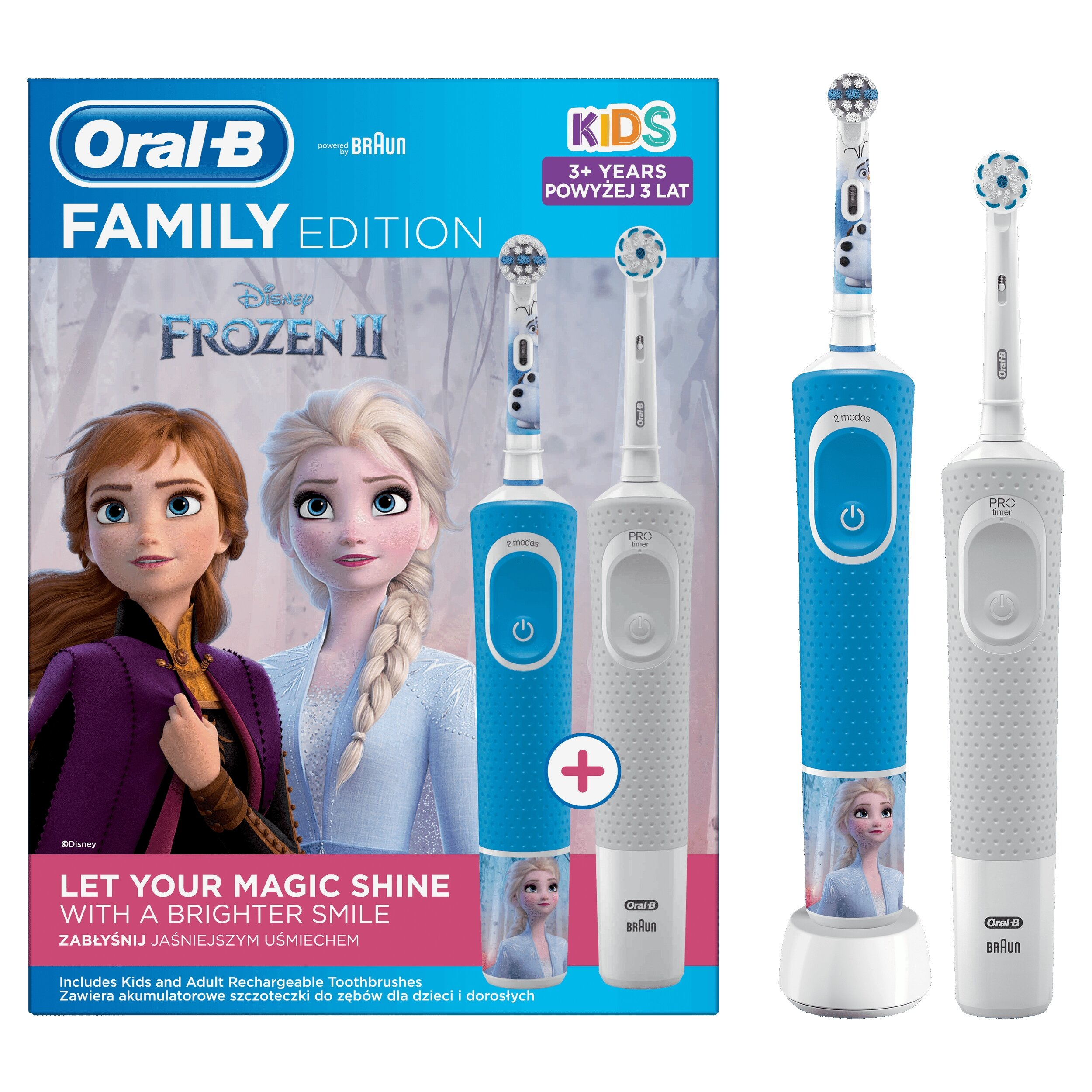 Zestaw szczoteczek elektrycznych dla dzieci ORAL-B D100 Family Vitality + D100 Junior „Kraina lodu 2”