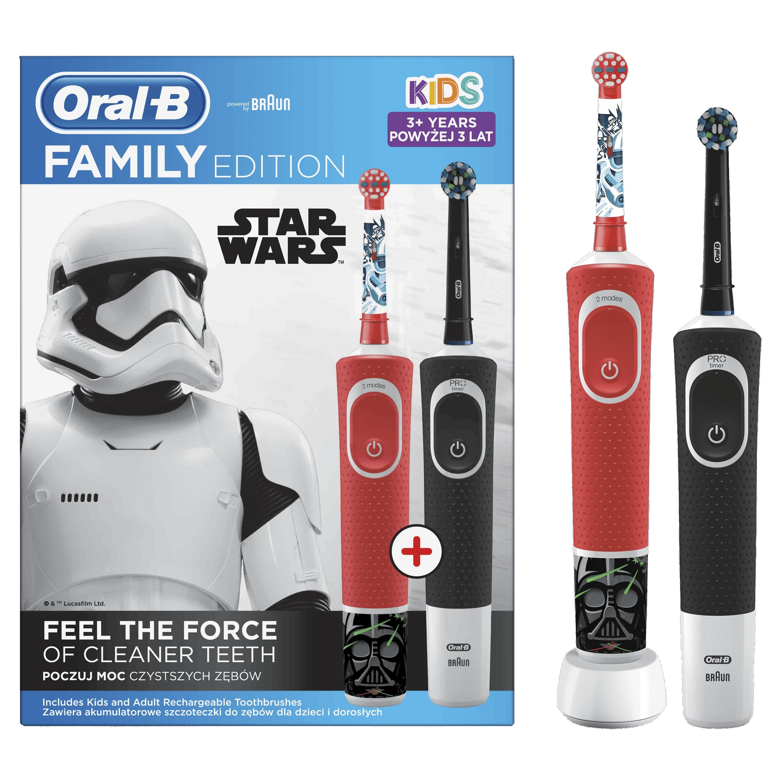 Zestaw szczoteczek elektrycznych dla dzieci ORAL-B D100 BK Family Vitality + D100 Junior „Gwiezdne Wojny”