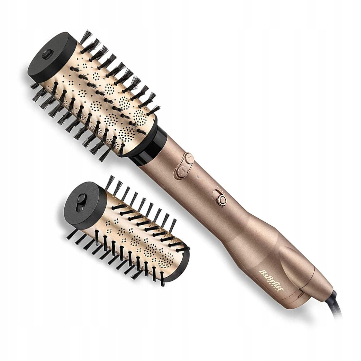 Szczotka do stylizacji włosów z dwiema wymiennymi głowicami.