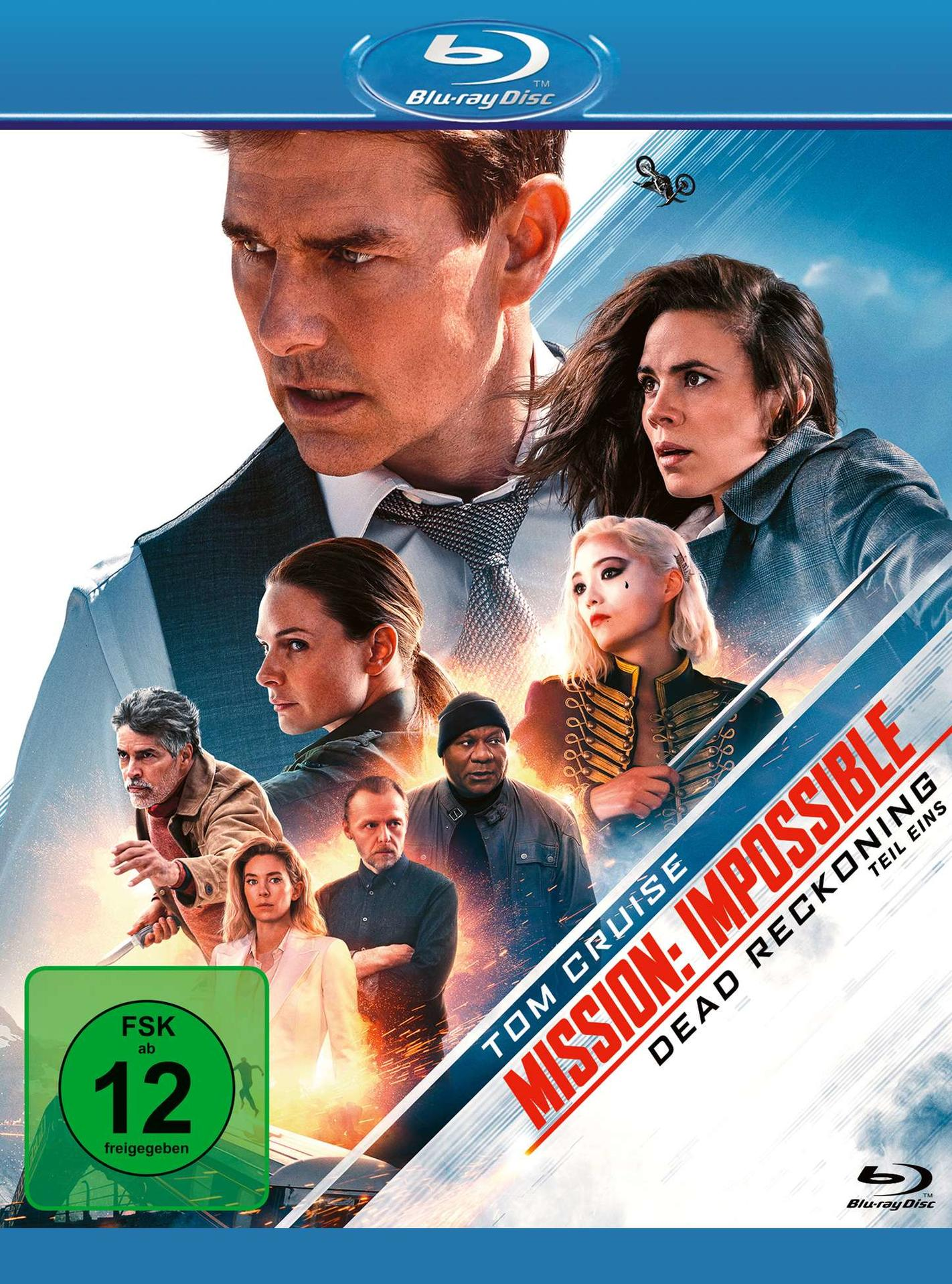 Mission Impossible: Dead Reckoning Filmplakat. Zeigt Tom Cruise und andere in dramatischer Kulisse.
