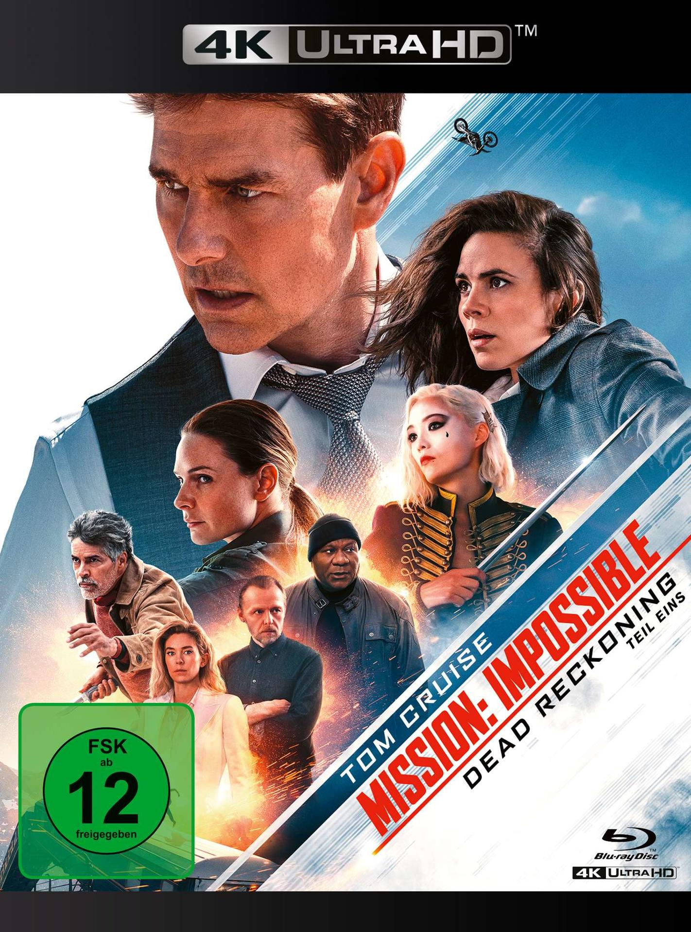 Filmcover mit Tom Cruise. Titel 'Mission: Impossible - Dead Reckoning Teil Eins'.