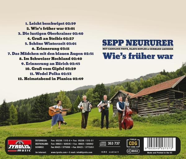 CD-Cover mit einer Band, die vor einer Berglandschaft spielt, mit deutschem Text auf der Rückseite.