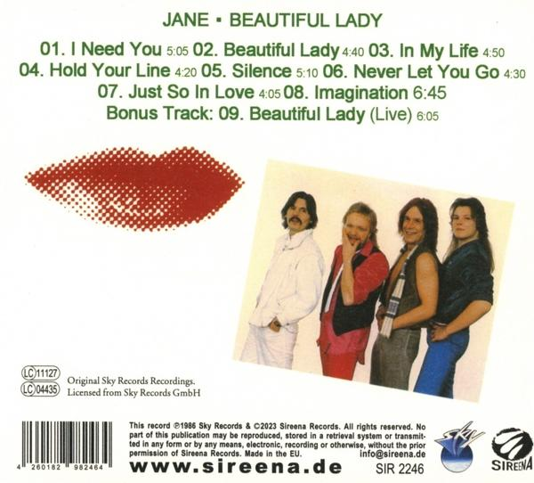 Albumcover mit Bandfoto, Titelliste und Grafik roter Lippen. Schwarzer Hintergrund.