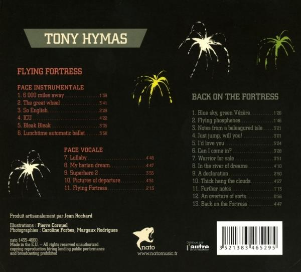 Die Rückseite eines CD-Covers mit Titellisten, darunter Flying Fortress und Back on the Fortress.