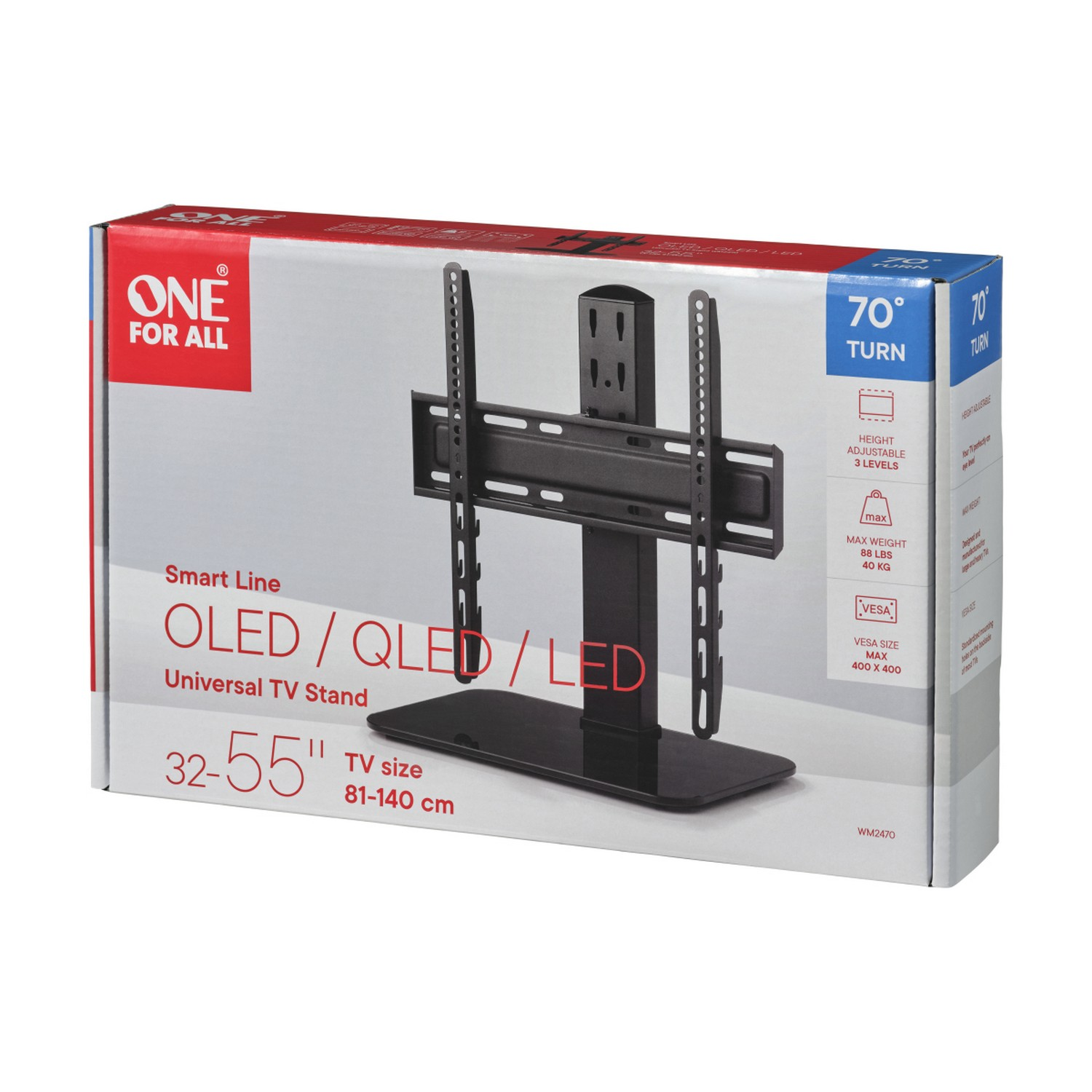 Universele tv-standaard, tv-standaard in hoogte verstelbaar, tv-standaard voor 32-70 inch tot 35 kg, max. VESA 800x400, stabiel staal, zwart