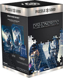 Pudełko z puzzlami Dishonored 2. Zawiera układankę z ilustracjami postaci.
