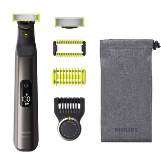 Afeitadora multifunción - Philips One Blade Pro QP6551/15, cuchilla 360, uso en seco y mojado, 14 longitudes, 120 min
