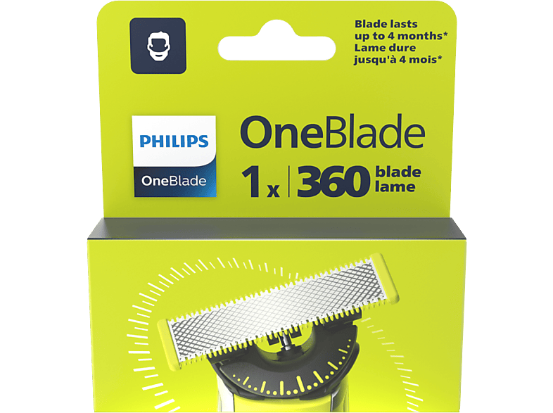 Recambio - Philips One Blade QP410/50, 1 cuchilla flexible 360 grados, uso cara y cuerpo, recorta, perfila afeita