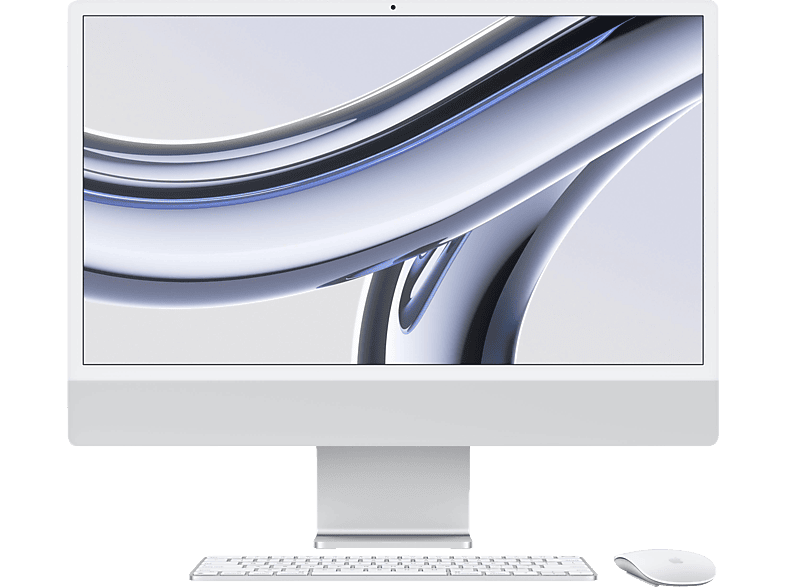 APPLE iMac (2023), All-in-One PC mit 23.5 Zoll Display, Apple M3 Chip, 8 GB RAM, 10-Core GPU,  256 GB SSD, Silber