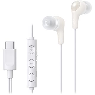 Auriculares de botón - JVC HA-FR9UC, 3 botones, Cable 1.2 m, USB-C, Micrófono integrado, Blanco