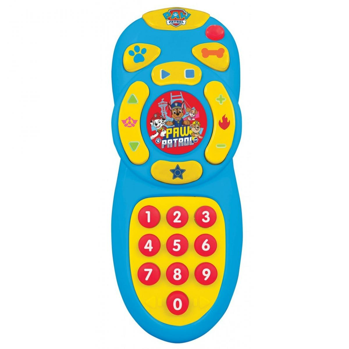 Kék Paw Patrol játéktelefon gombokkal és számokkal.