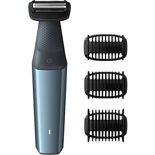 Afeitadora corporal - Philips S3000 BG3015/15, uso en seco y mojado, 3 peines-guía, 50 min autonomía, Azul