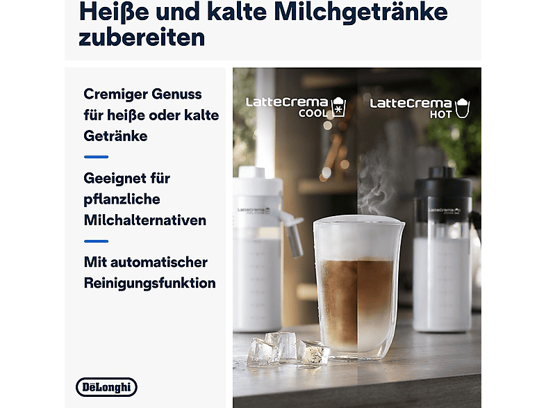 DELONGHI Eletta Explore Cold Brew ECAM450.86.T - über 50 heiße und kalte Rezepte, 4 Benutzerprofile, einfache Bedienung, Kaffeevollautomat Titan