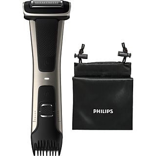 Afeitadora corporal - Philips S7000 BG7025/15, afeita y recorta, uso en seco y mojado, 1 peines-guía ajustable 3-11mm, 80 min autonomía, Plata