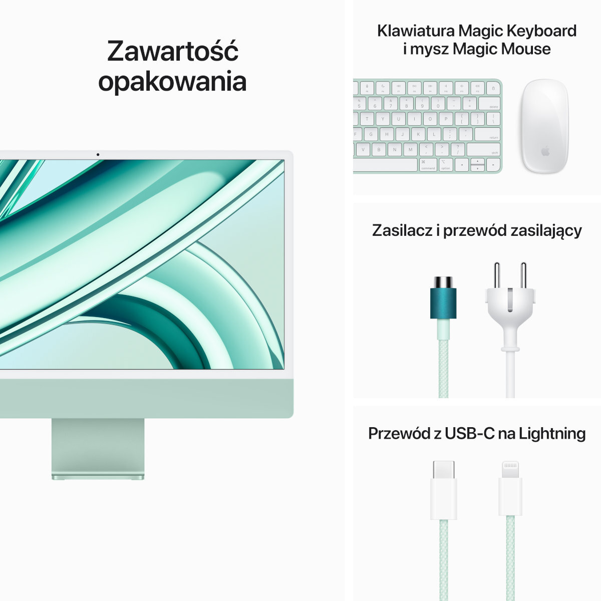 Komputer All-in-One APPLE iMac 24 Retina 4.5K M3/8GB/256GB SSD/8C GPU/macOS Zielony MQRA3ZE/A