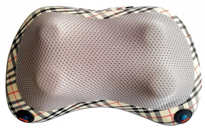 Poduszka do masażu w kratkę. Środek jest szary.