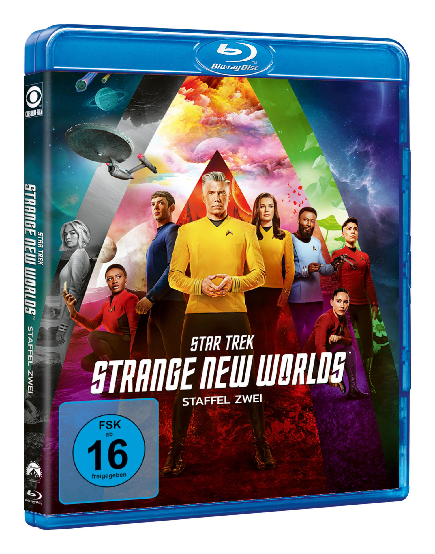 Blu-ray-Cover von 'Star Trek: Strange New Worlds'. Es zeigt Darsteller und Titel.