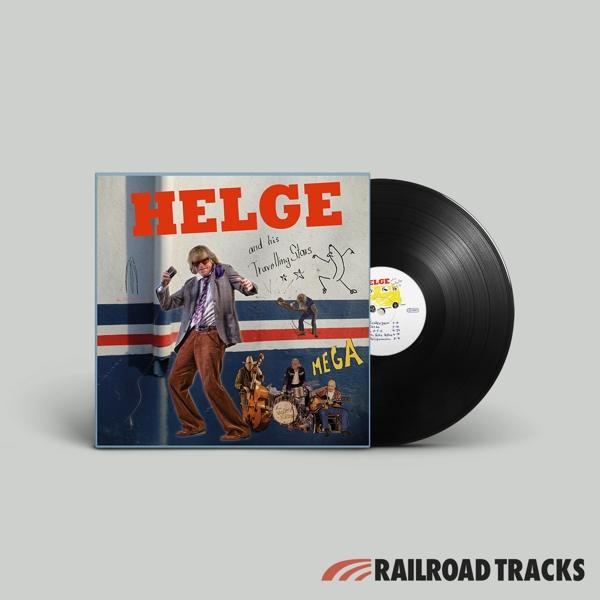 Ein Vinyl-Schallplattenalbumcover mit einem Sänger und einer Band mit dem Titel 'HELGE and his Traveling Stars'.
