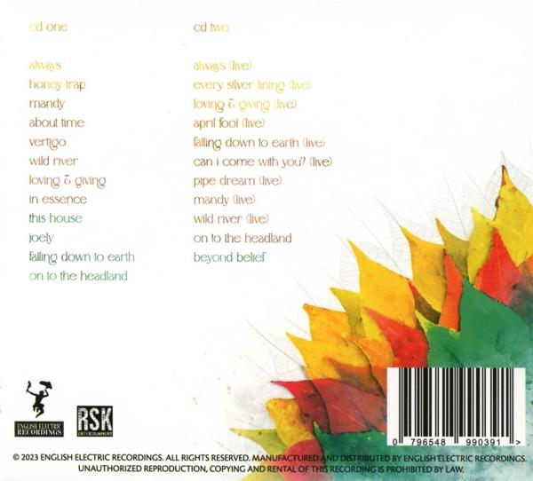 CD-Cover zwei mit Titelliste und farbenfrohem Blattdesign auf weißem Hintergrund.