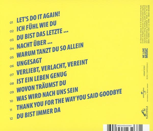 Album-Rückseite mit Trackliste, gelber Hintergrund.