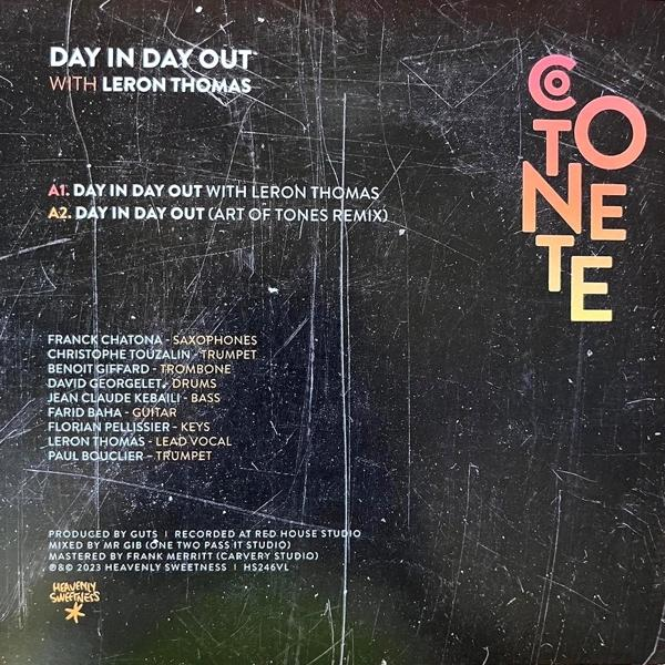 Albumcover. Text: Day In Day Out with Leron Thomas. Credits und Trackliste.