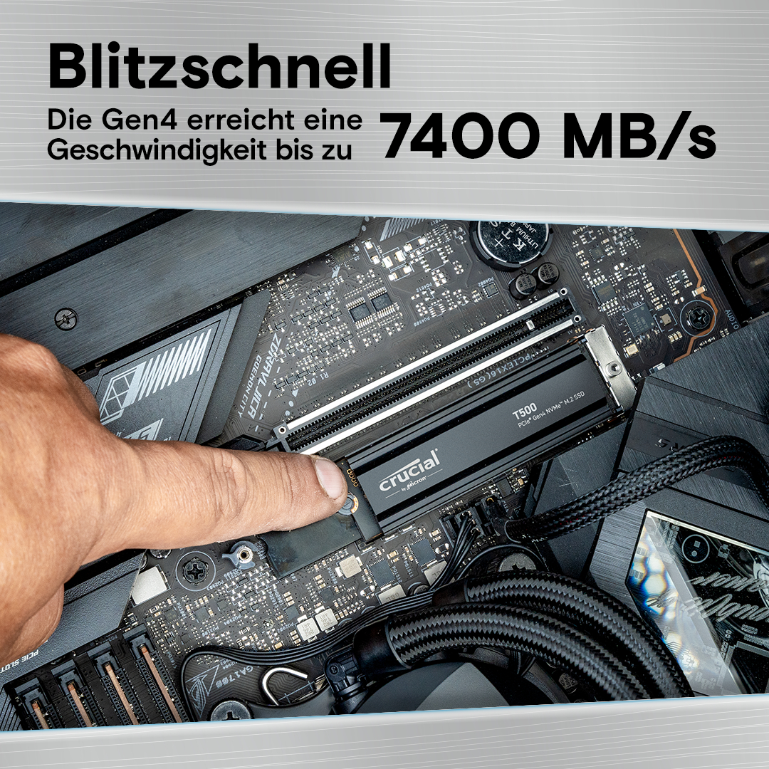 CRUCIAL T500 mit Heatsink, Playstation 5 Kompatibel Festplatte, 2 TB SSD M.2 via PCIe, intern