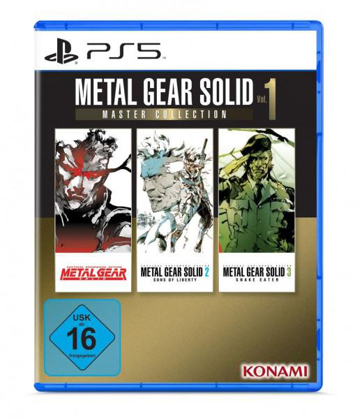 PS5-Spielhülle mit Metal Gear Solid Vol. 1. Enthält drei Spielcover auf der Vorderseite.