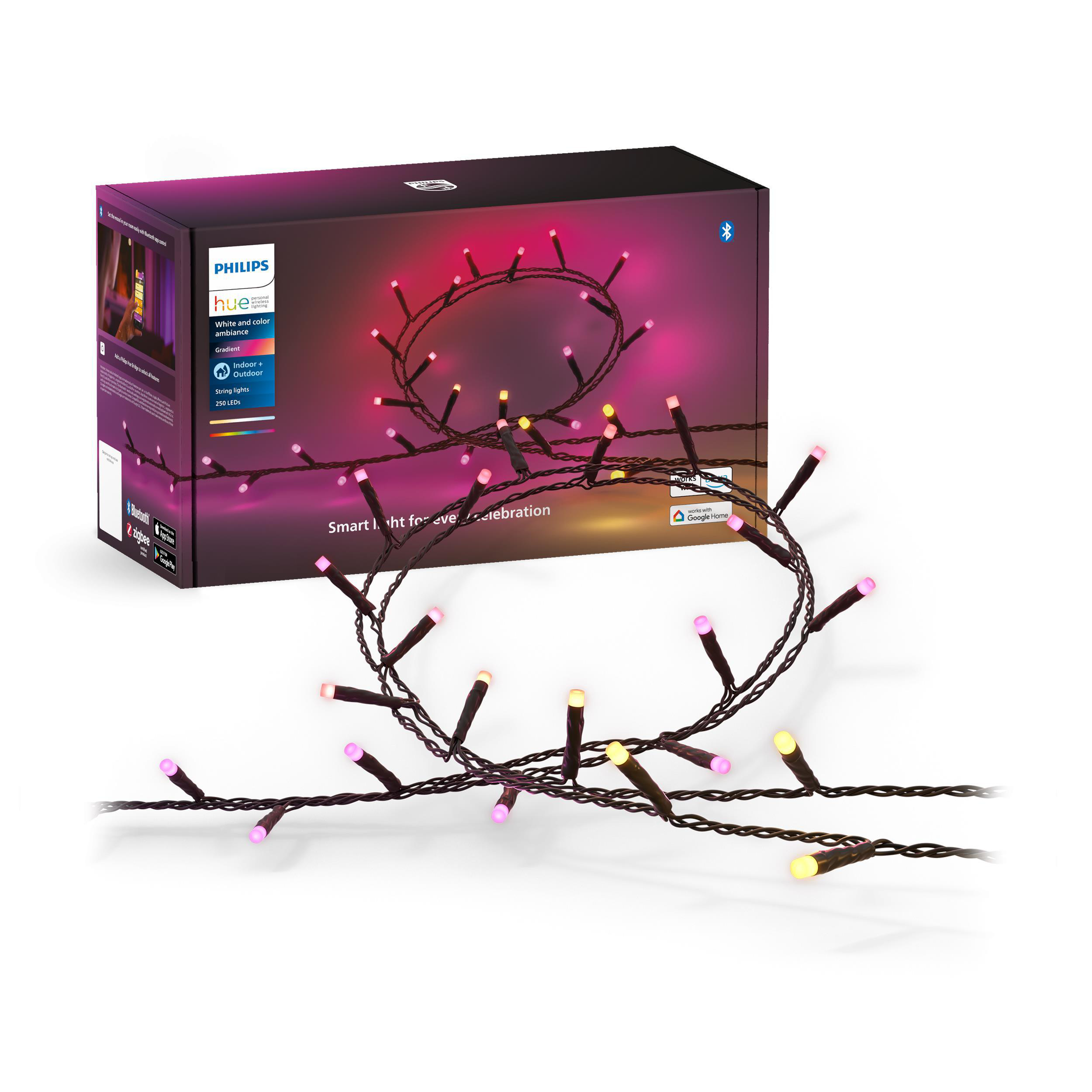 Philips Hue Smart Lights in einer Box. Lichter in Kreisform.