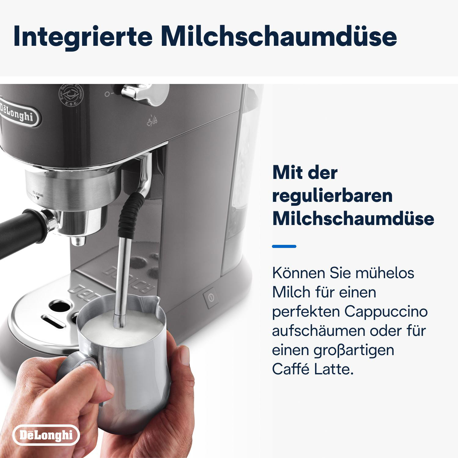 DELONGHI Dedica Arte EC885.GY Espressomaschine Grau metallic
