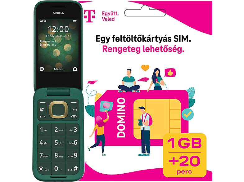 NOKIA 2660 DualSIM Zöld Kártyafüggetlen Mobiltelefon + Telekom Domino kártya