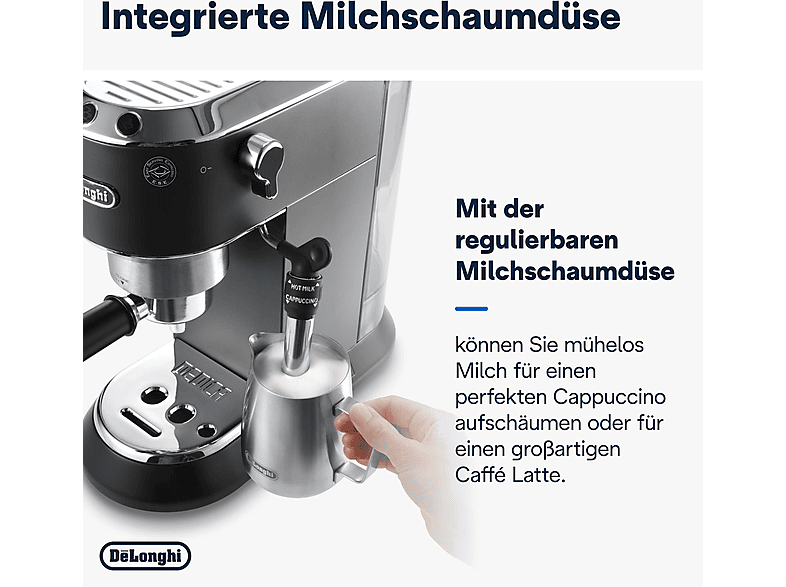 Thumbnail - DELONGHI Dedica Style EC685.BK - Professionelle Milchaufschäumung und schmales Design, Siebträger Espressomaschine Schwa...