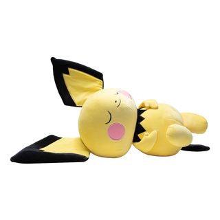 JAZWARES Pokémon: Sleeping Pichu - Plüschfigur (Gelb/Schwarz/Pink)
