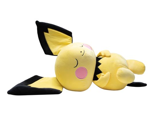 JAZWARES Pokémon: Sleeping Pichu - Pupazzo di peluche (Giallo/nero/rosa)