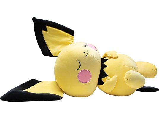 JAZWARES Pokémon: Sleeping Pichu - Peluche (Jaune/Noir/Rose)