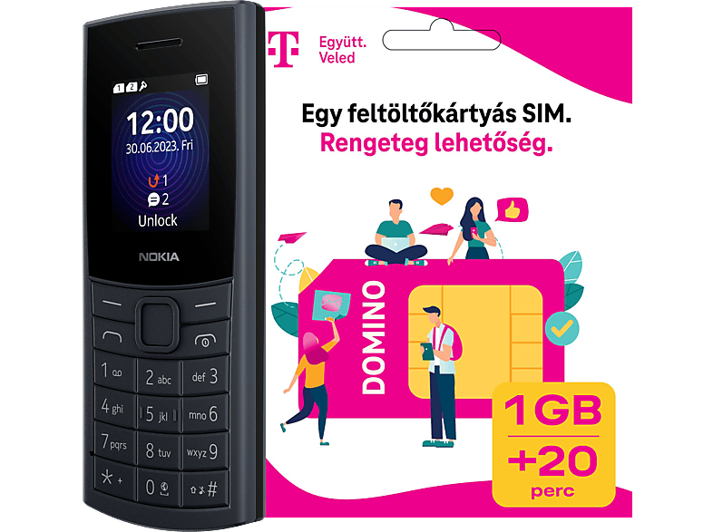 NOKIA 110 4G (2023) DualSIM Sötétkék Kártyafüggetlen Mobiltelefon + Telekom Domino kártya