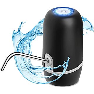 Dispensador de agua - NK Waterdis, Tubo acero inoxidable, USB, 1200mAh, Para botellas de hasta 18.9 l, Negro
