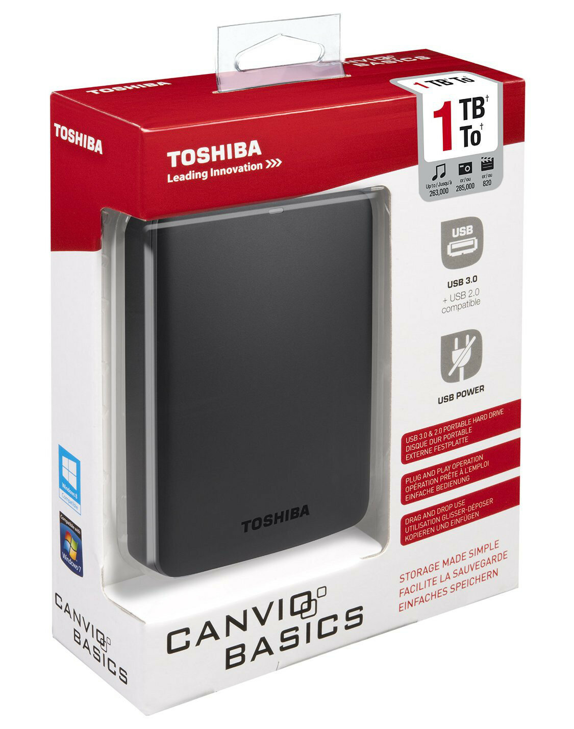 Dysk zewnętrzny TOSHIBA Canvio Basics 1 TB Czarny