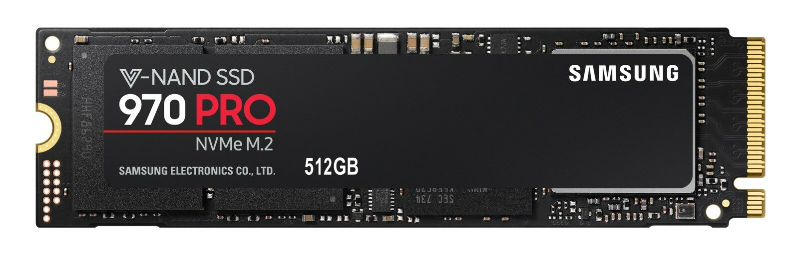 Czarny dysk SSD z czerwonym i białym tekstem.