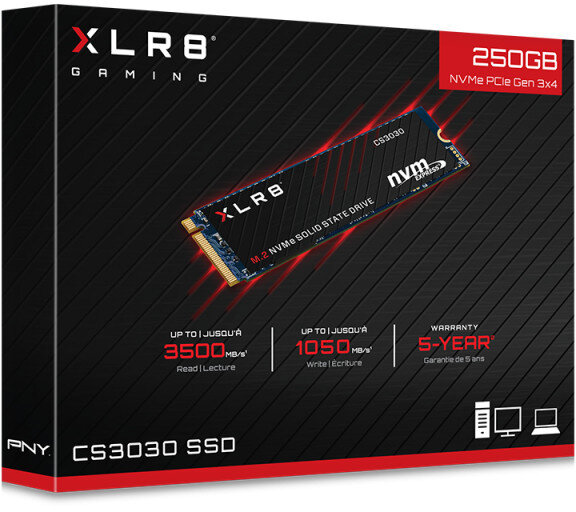 Dysk SSD PNY XLR8 CS3030 M.2 NVMe Gen3 x4 250GB