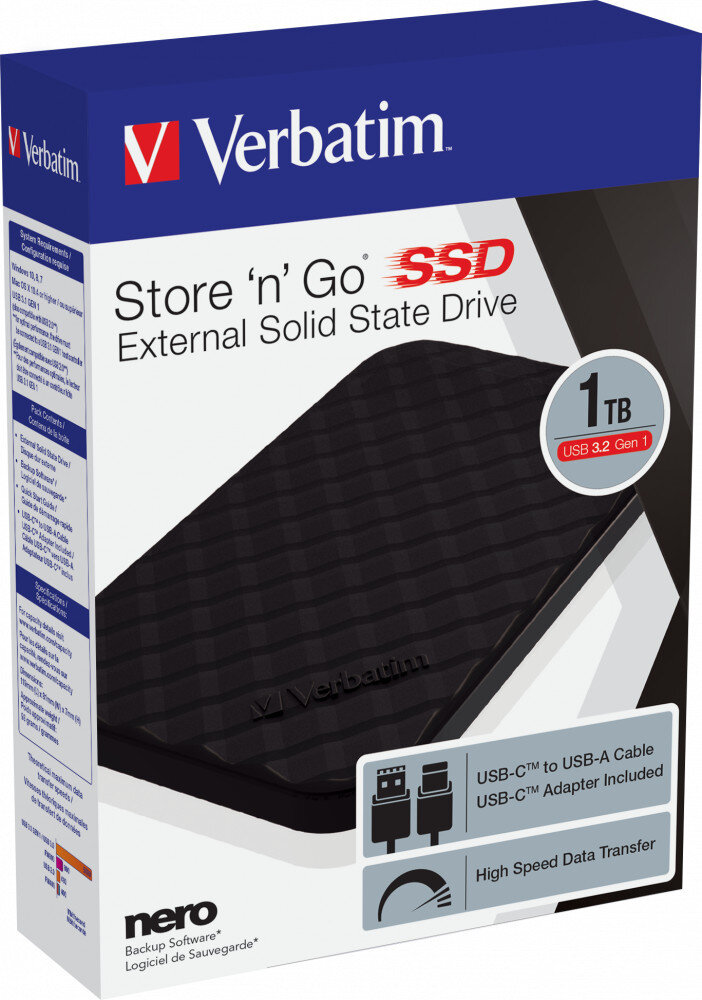 Dysk zewnętrzny VERBATIM Store n Go 1TB SSD USB-C 3.2 Gen1 Czarny
